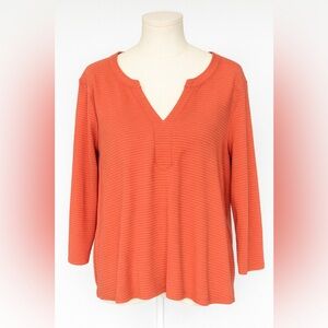 Liz Claiborne, Liz sport Women's Rust V-Neck Long Sleeve Top XL